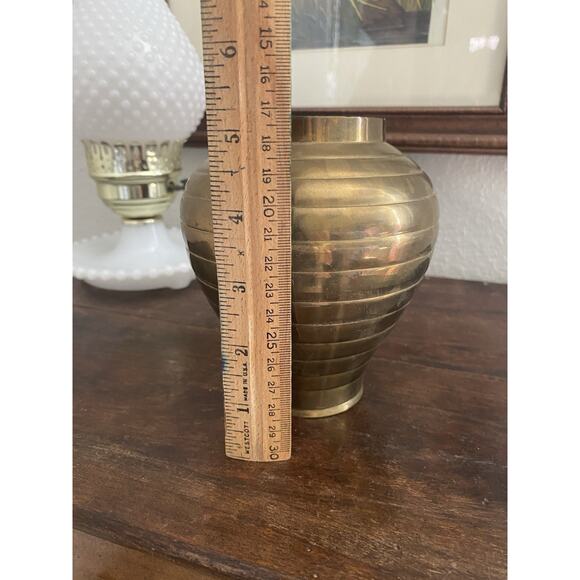 Vintage Midcentury Solid Brass Vase 5.5” Tall Brass Vase MCM - Picture 3 of 5